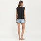 Sleeveless Cable Knit Top with Crew Neck and Ribbed Hem