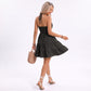 Halter Mini Dress Ruched Bodice Tiered Skirt Fit and Flare Dress