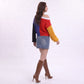 V Neck Button Front Cropped Knit Cardigan with Long Sleeves