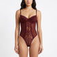Floral Lace Mesh Bodysuit with Underwire Cups and Adjustable Straps