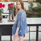 Short Embroidered Lace Duster Crop Cardigan Half Sleeves