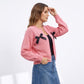 Bow Detail Open Front Knit Cardigan Sweater