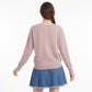V-Neck Chevron Pointelle Knit Long Sleeve Sweater