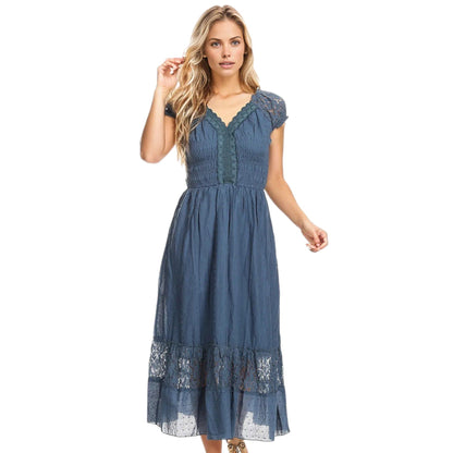 Lace Cap Sleeve Maxi Dress with Flared Hem