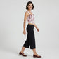 Foldover Waistband Cropped Wide-Leg Trousers Eye-Catching
