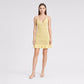 Open Knit V Neck Sleeveless Mini Dress with Ruffle Hem