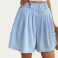 High Waist Pleated Shorts with Wide Leg Design Structured Waistband Lightweight Tailored Fit