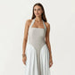 Color Block Halter Neck Smocked Back Maxi Dress