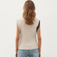 Sleeveless Colorblock Knit Vest with Button Front and Ribbed Trim