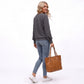 Textured Long Sleeve Crew Neck Pullover Top