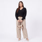 Plus Size Lace Trim V-Neck Relaxed Fit Sweater