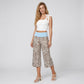 Contrast Foldover Waistband Leopard Print Cropped Trousers