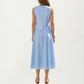 Sleeveless Striped Two Piece Set Crop Top and Midi Skirt with Back Button Detail Flowy High Waist Set