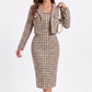 Houndstooth Cropped Blazer and Square Neck Midi Dress Two Piece Set