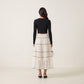 2 Piece Set Long Sleeve Crop Top Button Front Tiered Lace Maxi Skirt Outfit