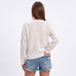 Star Print Crew Neck Long Sleeve Knit Pullover Sweater