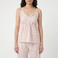 2-Piece Floral Ruffle Cami Top and Wide Leg Pants Sleepwear Lounge Set with Bow Detail and Relaxed Fit