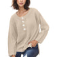 Contrast Half Button Henley Down Long Sleeve Sweater