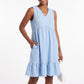Sleeveless V-Neck Babydoll Ruffle Hem Dress with Pockets