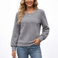 Textured Long Sleeve Crew Neck Pullover Top