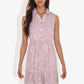 Sleeveless Floral Print Shirt Dress with Tiered Hem