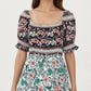 Puff Sleeve Maxi Dress with Mixed Floral Print and Border Hem