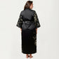 Plus Size Satin Floral Kimono Robe with Self Tie Belt Longline Open Front Lightweight Sleepwear