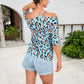 Off Shoulder Leopard Print Top with Strappy Details