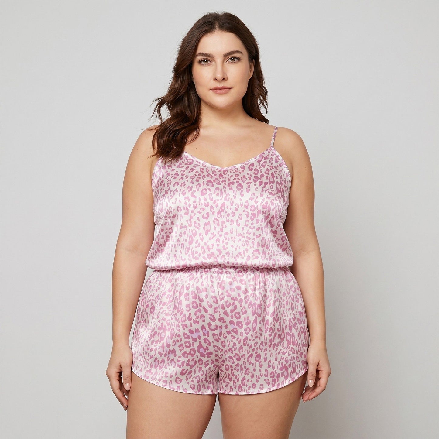 Leopard Print Camisole and Shorts Pajama Set, Soft and Comfortable Sleepwear for Relaxation
