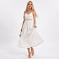 Lace Bodice Maxi Dress Spaghetti Strap Flowing A Line Dress
