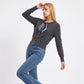 Knit Button-Down Cardigan Sweater with Neck Scarf Detail