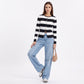 Striped Button-Down Knit Cardigan Sweater