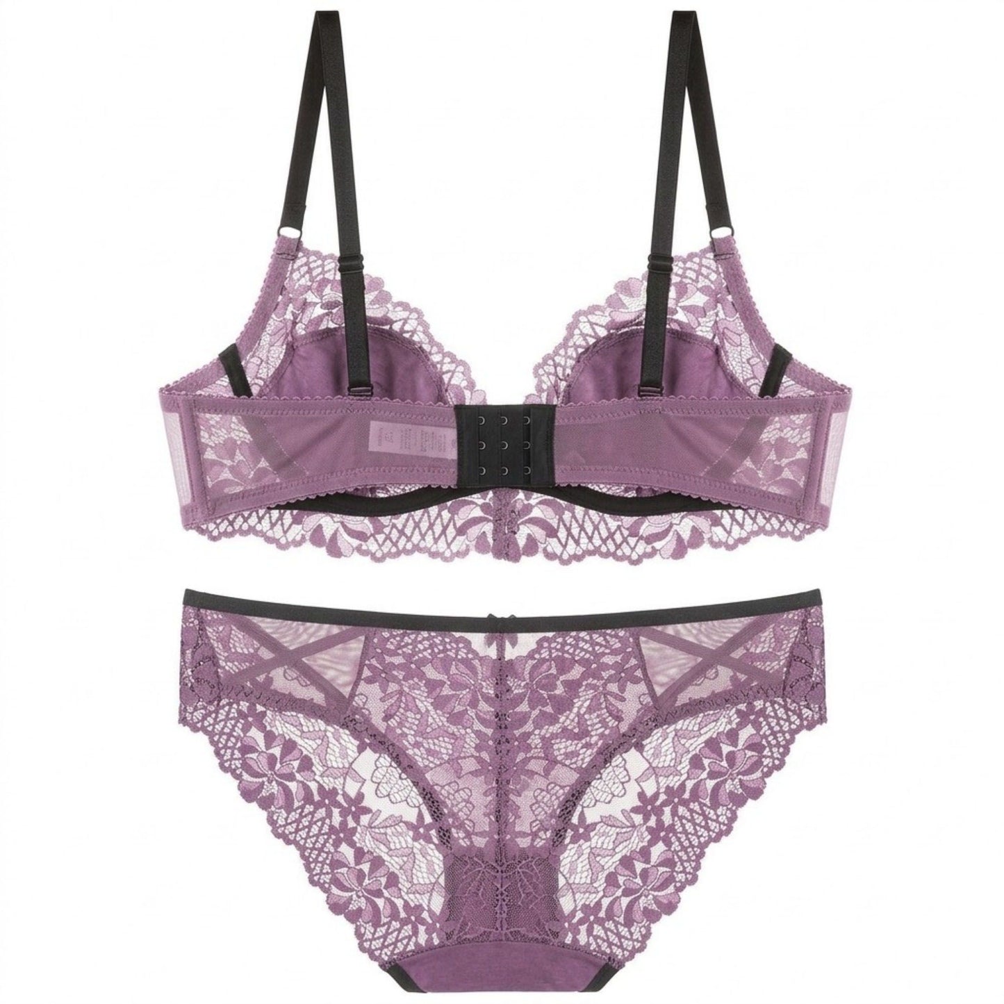 2 Piece Floral Lace Underwire Bra and Panty Lingerie Set