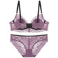 2 Piece Floral Lace Underwire Bra and Panty Lingerie Set