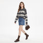 Floral Embroidered Striped Button Front Cardigan