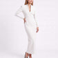 Long Sleeve Maxi Dress with Deep V Neck and Back Slit