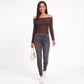 Off-the-Shoulder Lace Trim Long Sleeve Crop Top