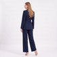 Long Sleeve Blazer and Pants Two Piece Set with Draped Scarf Detail