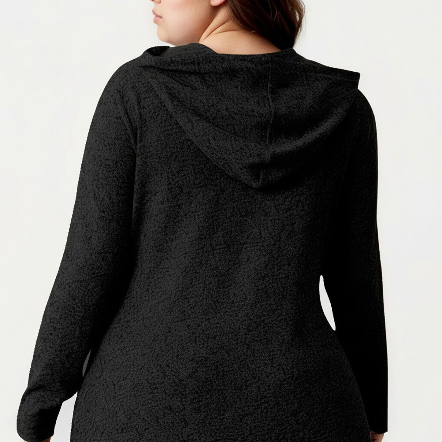 Plus Size Long Sleeve Hooded Maxi Dress with Relaxed Fit Silhouette and Soft Flowy Hem