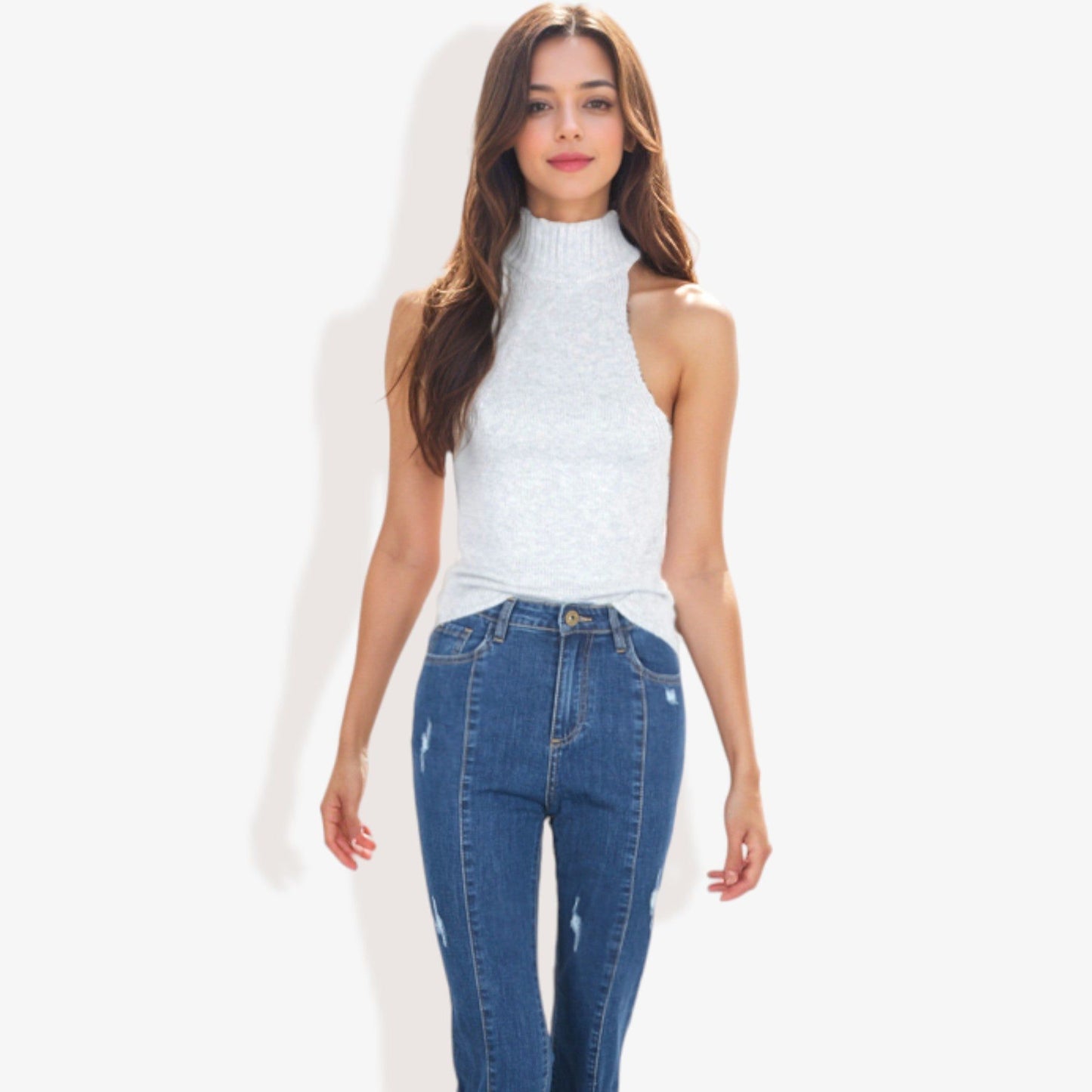 Turtle Neck Halter Neck Layering Knit Top