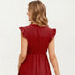 Swiss Dot Babydoll Dress with Ruffle Sleeves and V-Neckline