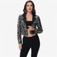 Sequin Cropped Blazer Long Sleeve Sparkly Open Front Jacket