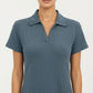 Short Sleeve Collared Mini Dress with Split V Neck Textured Knit Relaxed Fit Casual Dress