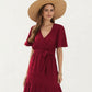 Short Sleeve Maxi Dress with Wrap Front Waist Tie and Tiered Skirt
