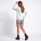 Exposed Seam Drop Shoulder Long Sleeve Pullover Sweatshirt