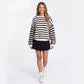 Striped Crewneck Drop-Shoulder Knit Sweater