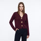 V Neck Decorative Gold Button Knit Cardigan Sweater