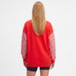 Plaid Sleeve Crew Neck Long Sleeve Pullover Sweatshirt
