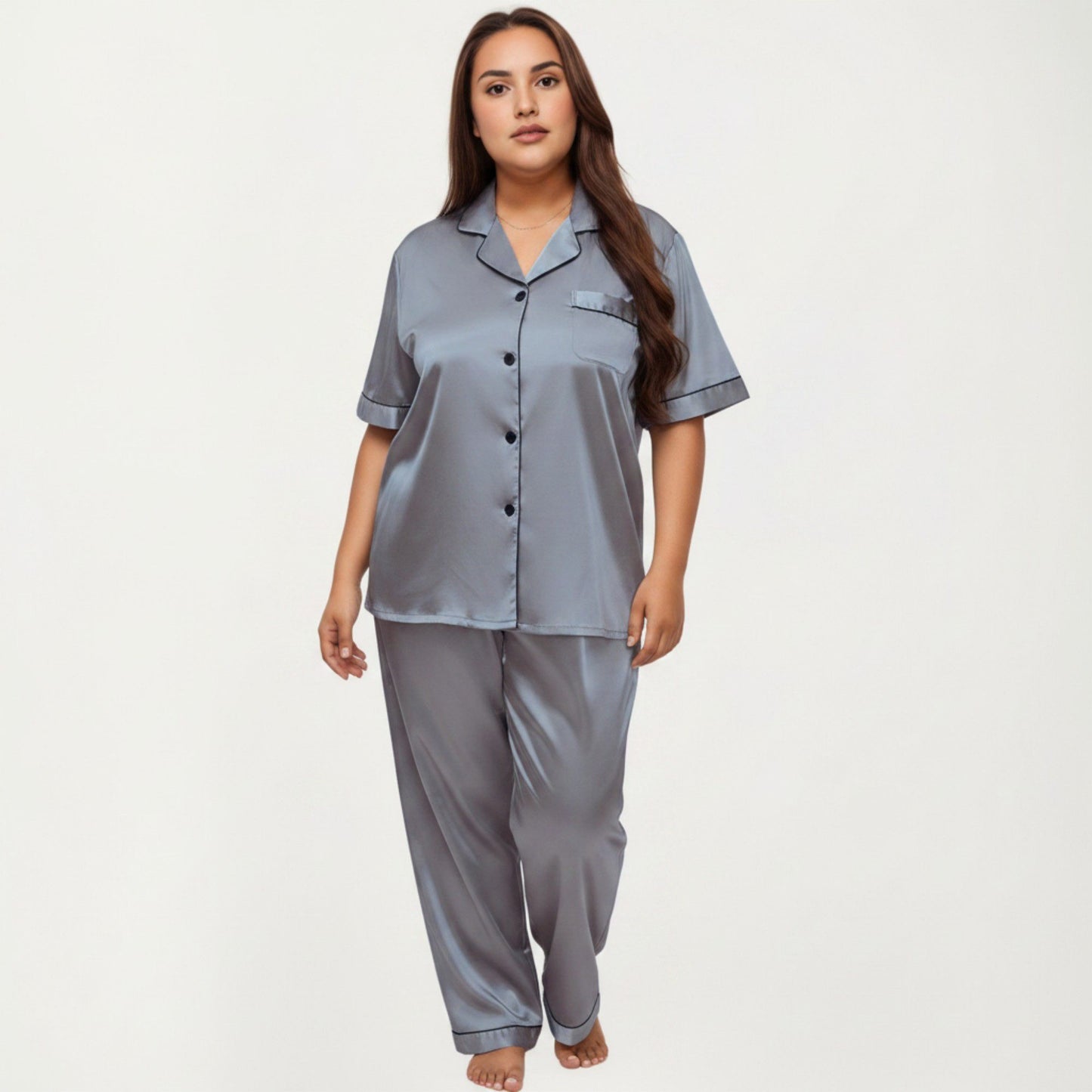 Plus Size 2-Piece Floral Kimono Robe Set with Short Sleeve Open Front Longline Cover Up and Matching Inner Dress