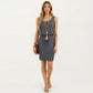 Sleeveless Tank Dress with Scoop Neck Adjustable Drawstring Waist Fitted Casual Mini Dress
